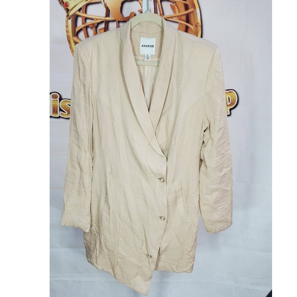 Akarise Champagne Pearl Custom Embroidered Long Blazer XL